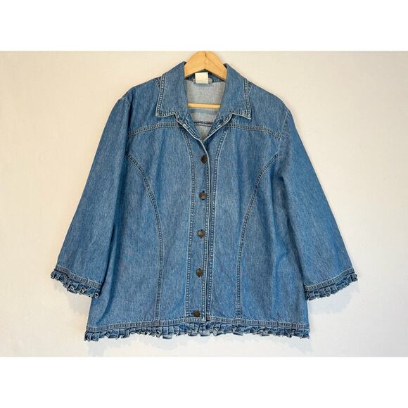 Vtg St. Germain Paris Denim Jean Jacket Women's XL Long Sleeve Shirt Button Up - Picture 2 of 5
